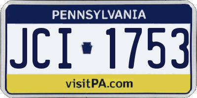 PA license plate JCI1753