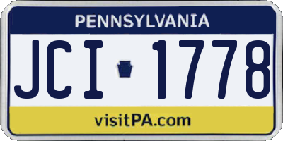 PA license plate JCI1778