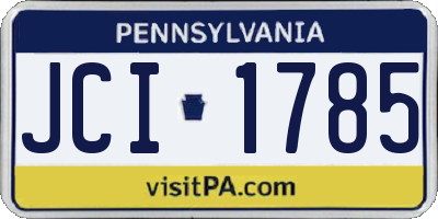 PA license plate JCI1785