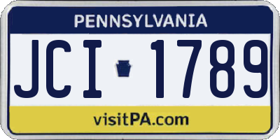 PA license plate JCI1789