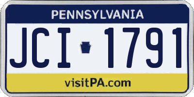 PA license plate JCI1791