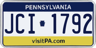 PA license plate JCI1792