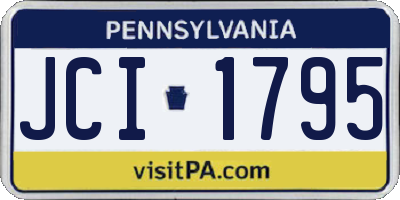 PA license plate JCI1795