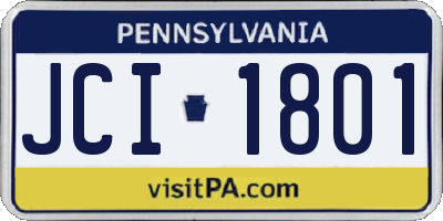 PA license plate JCI1801