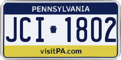 PA license plate JCI1802