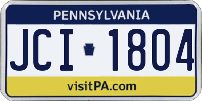PA license plate JCI1804