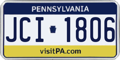 PA license plate JCI1806