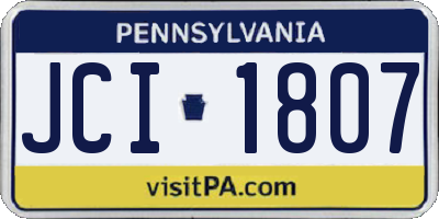 PA license plate JCI1807
