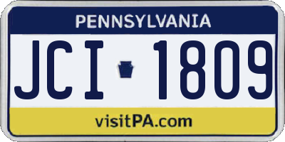 PA license plate JCI1809