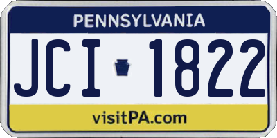 PA license plate JCI1822