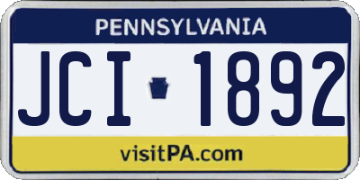 PA license plate JCI1892