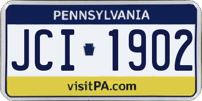 PA license plate JCI1902
