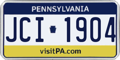 PA license plate JCI1904