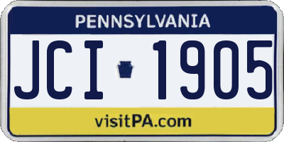 PA license plate JCI1905