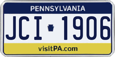 PA license plate JCI1906