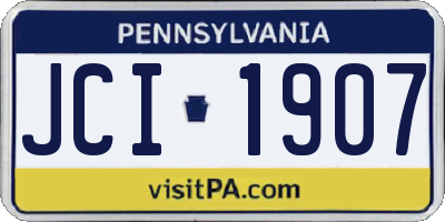 PA license plate JCI1907