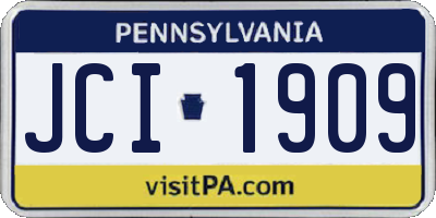 PA license plate JCI1909