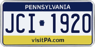 PA license plate JCI1920