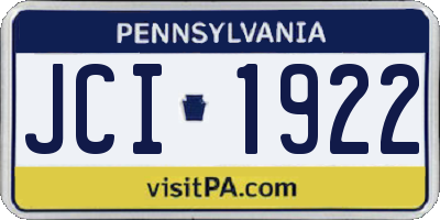 PA license plate JCI1922