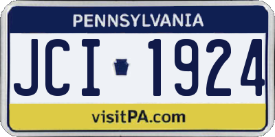 PA license plate JCI1924