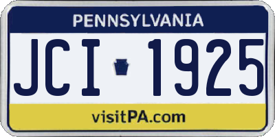 PA license plate JCI1925