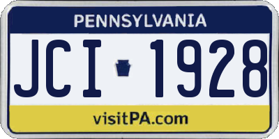 PA license plate JCI1928