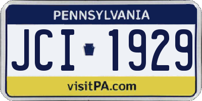 PA license plate JCI1929