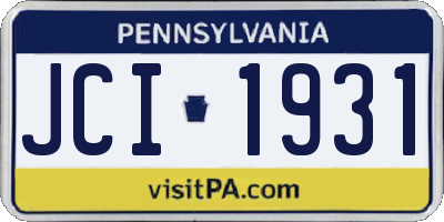PA license plate JCI1931