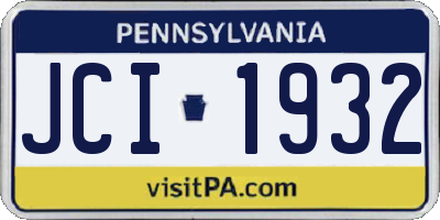 PA license plate JCI1932