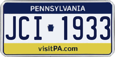 PA license plate JCI1933