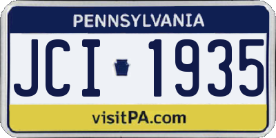 PA license plate JCI1935