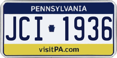 PA license plate JCI1936