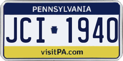 PA license plate JCI1940