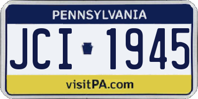 PA license plate JCI1945