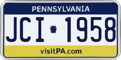 PA license plate JCI1958