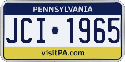 PA license plate JCI1965