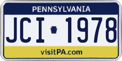 PA license plate JCI1978