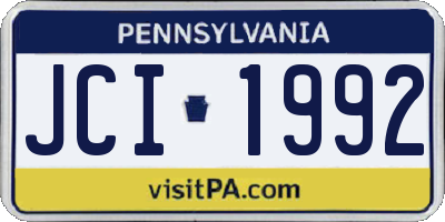 PA license plate JCI1992