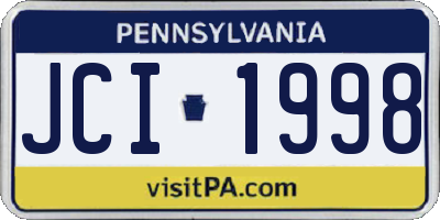 PA license plate JCI1998