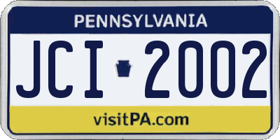 PA license plate JCI2002