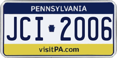 PA license plate JCI2006