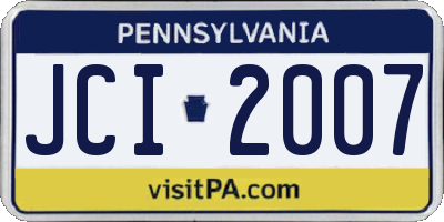 PA license plate JCI2007
