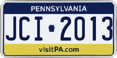 PA license plate JCI2013