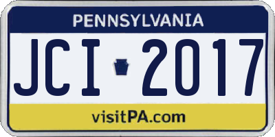 PA license plate JCI2017