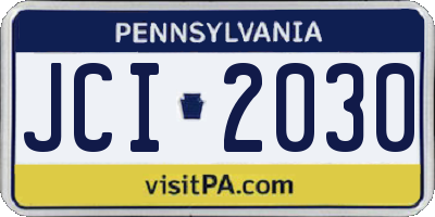 PA license plate JCI2030