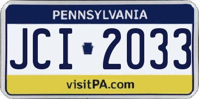 PA license plate JCI2033