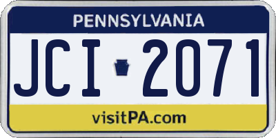 PA license plate JCI2071