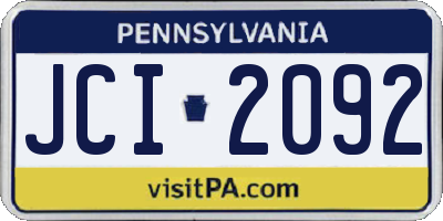 PA license plate JCI2092