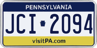 PA license plate JCI2094