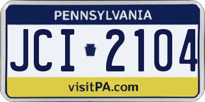 PA license plate JCI2104